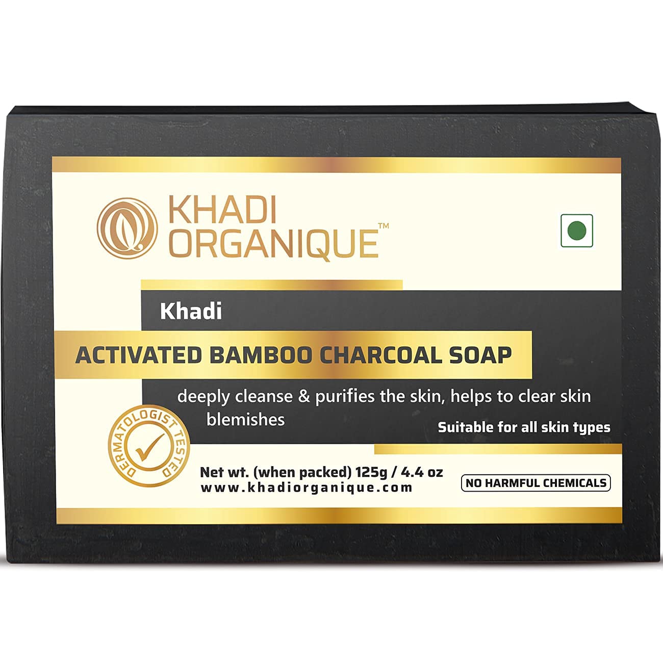 KHADI ORGANIQUEActivated Charcoal Soap (100% handmade natural soap)
