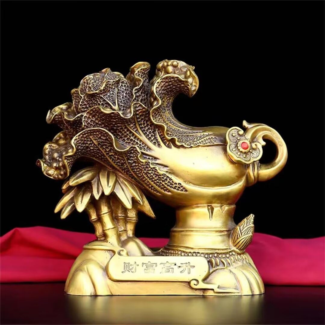 Pure Copper Cabbage Statue Home Porch Desktop Cornucopia Fortune Gaosheng Office Decorations Chinese Traditional Style Art Gifts