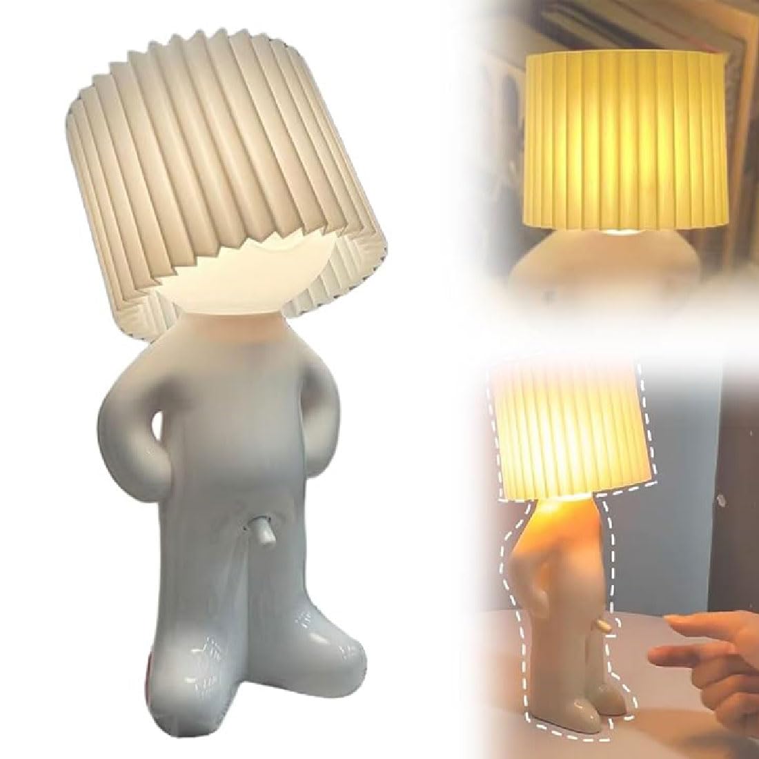 Modest Mike Lamp, Shy Boy Lamp,Shy Boy Table Lamp,Creative Shy Boy Night Light,Little Naughty Boy Desk Light,a Little Shy Man Creative Lamp,Funny Creative Decorative Gift for Men and Women (White)