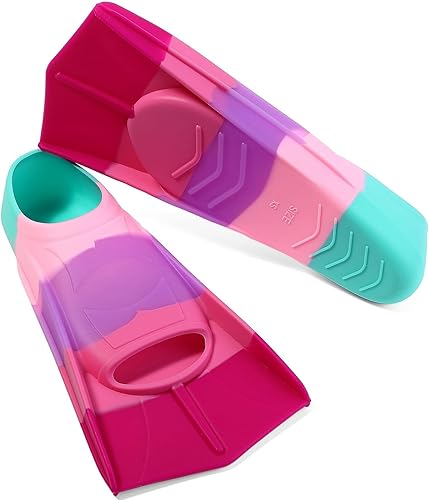 Miniatura 35 de Aletas de natación para niños, aletas cortas para niños y jóvenes, aletas de natación para entrenamiento de natación para niños, niñas, niños Azul,