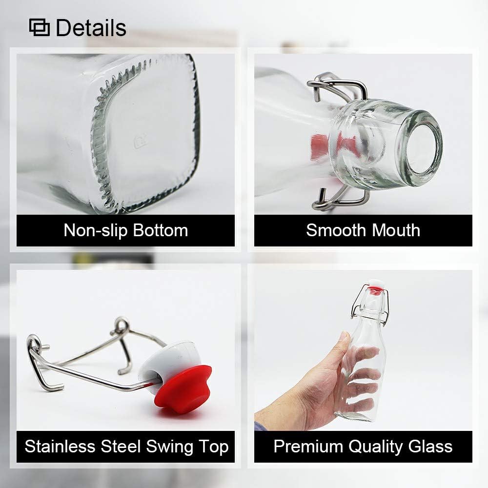 Swing Top Glass Bottles 8 oz with Airtight Lids for Home Brewing, Kombucha, Kefir, Vanilla Extract, Beer, Oil, Vinegar, Homemade Juices, Water,Soda Set of 9 - Image 4