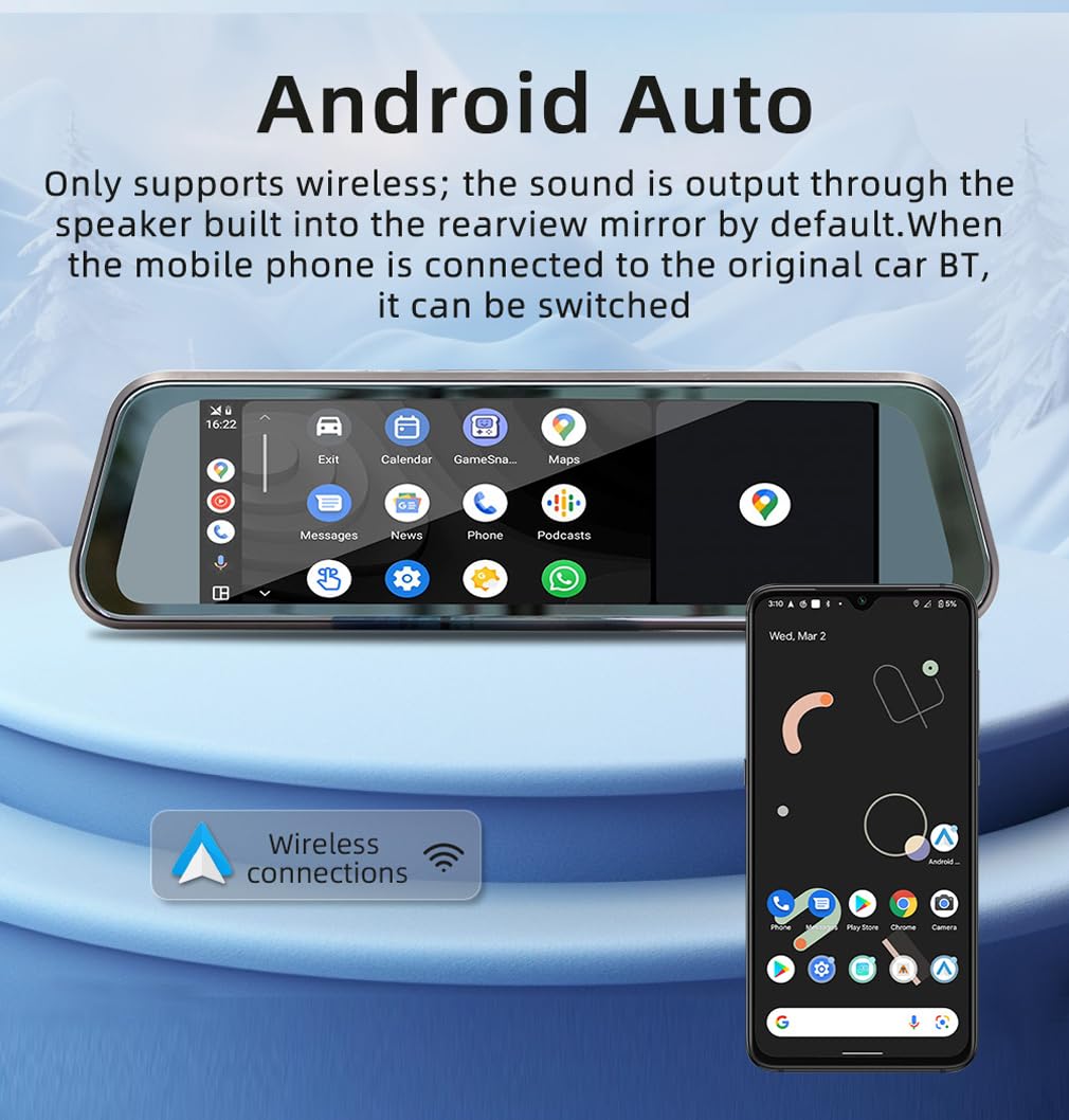 Touch screen da 9,36 pollici specchietto retrovisore auto stereo videoregistratore Dash Cam/Wireless CarPlay Android Auto Multimedia Player/Bluetooth compatibile MP5/Mirrolink/Trasmettitore FM/BT