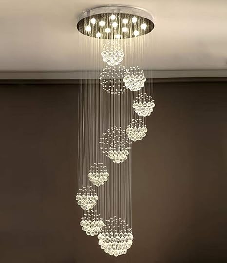 Moooni Modern Large 11 Sphere Spiral Crystal Chandelier Luxury Rain Drop Flush Mount Led Ceiling Light Fixture For Entryway Foyer Staircase W 31 5 X H 86 6 Chandeliers Amazon Canada