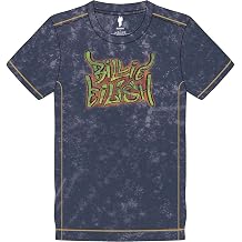 Billie Eilish Mens Graffiti Snow Wash Vintage T-Shirt Large Navy