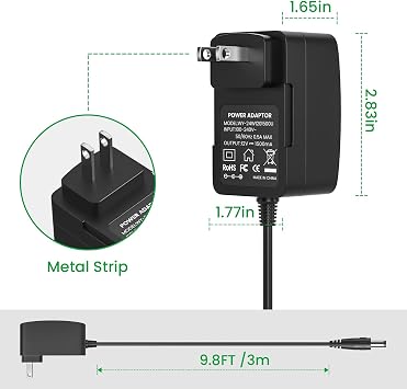 Auspow 12V 1.5A Power Adapter for Yamaha PA130 PA150, 12V 1.5A Power Supply for Yamaha PSR YPG YPT DGX DD EZ Series Keyboard (9.8 Ft Long Cord)