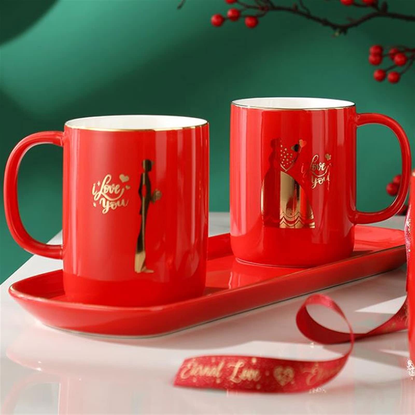 Dosificador de jabón Accesorios de baño Conjunto de cerámica Cerámica de 6 piezas Rojo - Kit de decoración de baño incluye dispensador de jabón Soporte de cepillo de dientes Soporte de cepillo de vaso