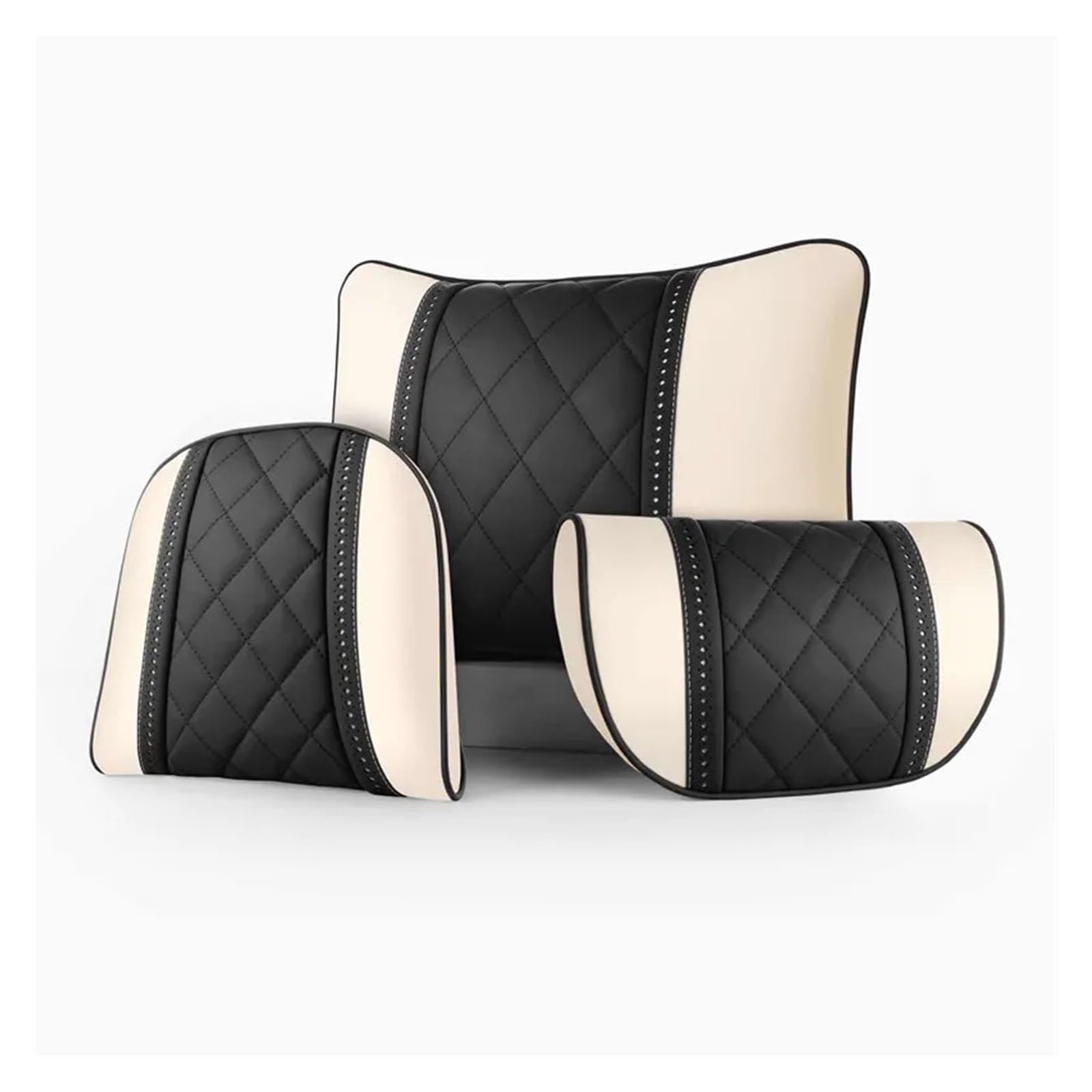Poggiatesta in pelle per seggiolino auto adatto per poggiatesta cuscino poggiatesta auto cuscino per collo adatto per BMW (colore: beige marrone)