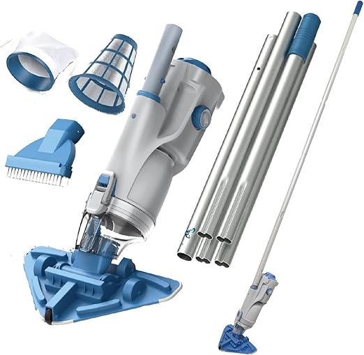 KOKIDO 2025 Cordless Pool Vacuum with 72” Pole, Standard & Fine Interchangeable Filters, 16GPM Optimized Suction, 2 Vac Heads, Spot Clean, for Small Above & Inground Pools, Spas Hot Tubs XV320