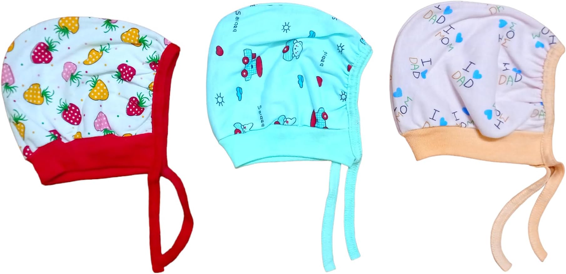 JUSTLIST New Born Baby Boys and Girls Soft Double Layer Hosiery Cotton Tie Knot Cap Set/Topi/Bonnet/Hat/Beanie/Caps/Combo/Essentials/All Product(0 to 3 Months) | Color & Design May Vary