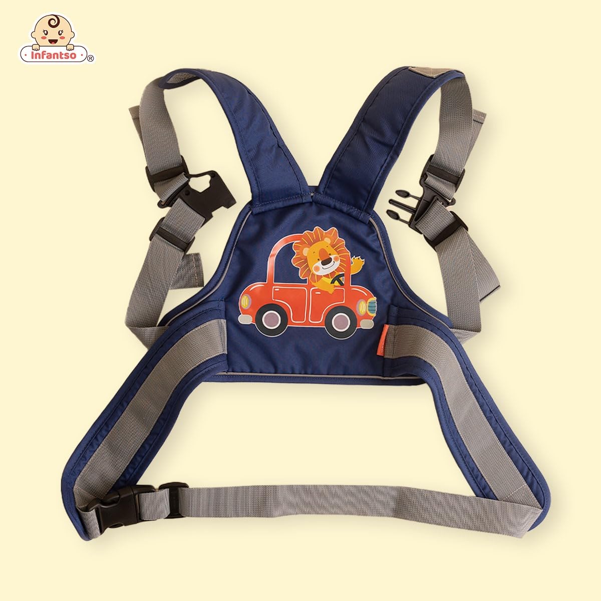 Infantso Safety Belts For Kids For Bike & Scooty (Blue), 2 Wheeler Vehicle Harness Belt With Four Point Safety Protection, Portable Seat Belts With Reflective Straps For Children & Toddlers - Image 7 thumbnail