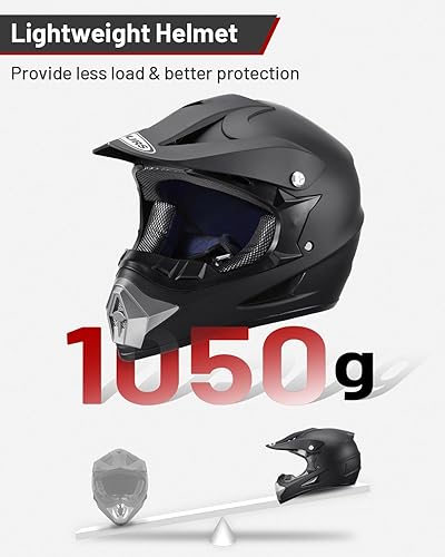 Miniatura 3 de DOT - Casco de motocross para niños, ATV con guantes y gafas para niños y niñas de 5 a 14 años, casco de cuatro ruedas para niños, motocross, BMX,
