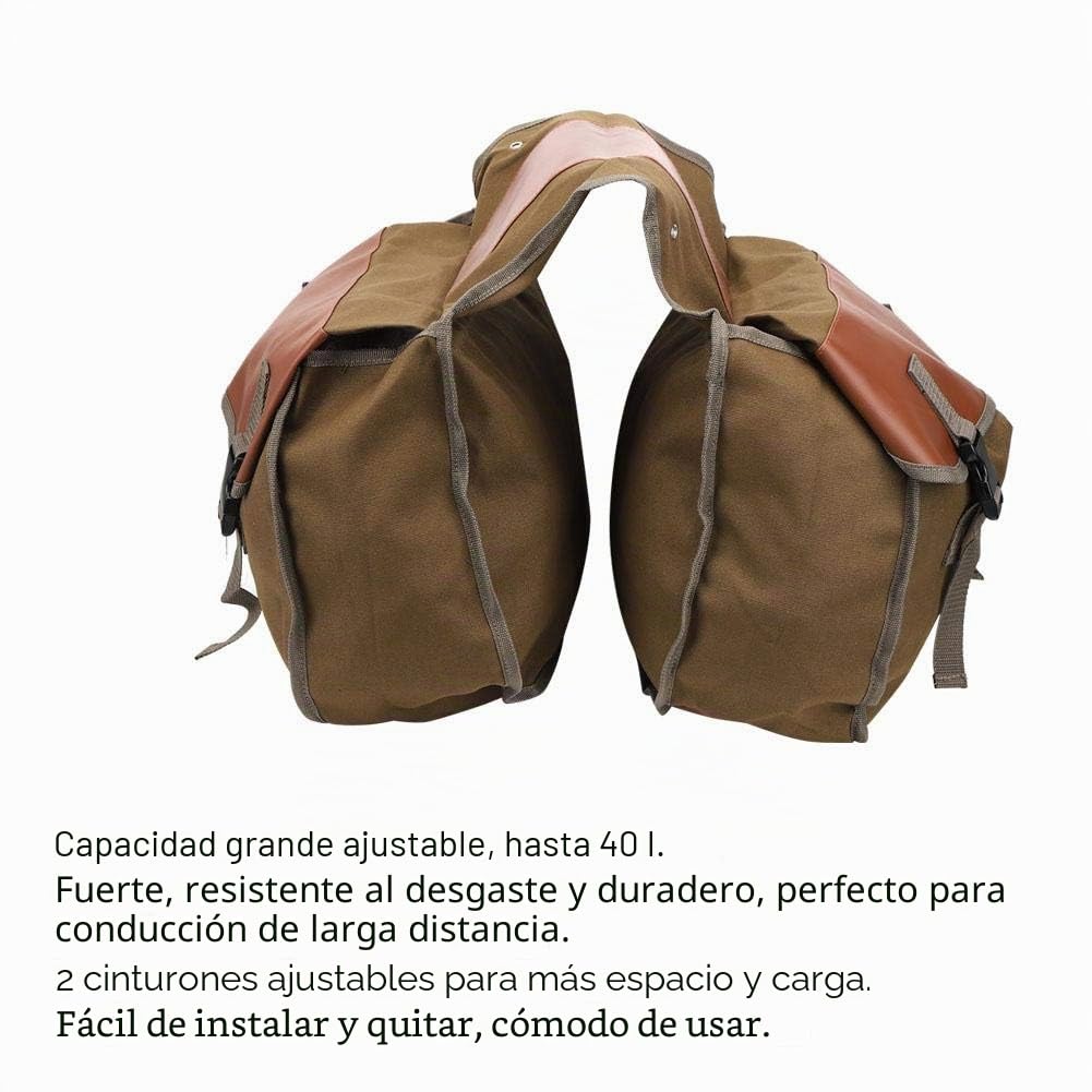 Alforjas de Ciclismo, Gran Capacidad, Mochilas de Asiento Trasero de Bici(Free Size-Caqui) Bolsas de Deporte Bolsas de Deporte