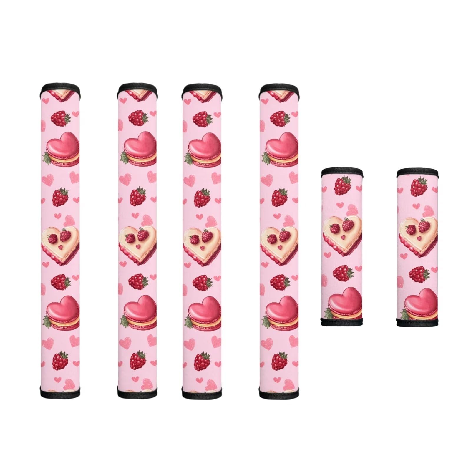 Cute Fridge Door Handle Covers Pack of 6 Kitchen Appliance Decor Handles Waterproof Door Cloth Protector for Refrigerator Cabinet Dishwasher, Berry Love Heart Shaped Cake Pink