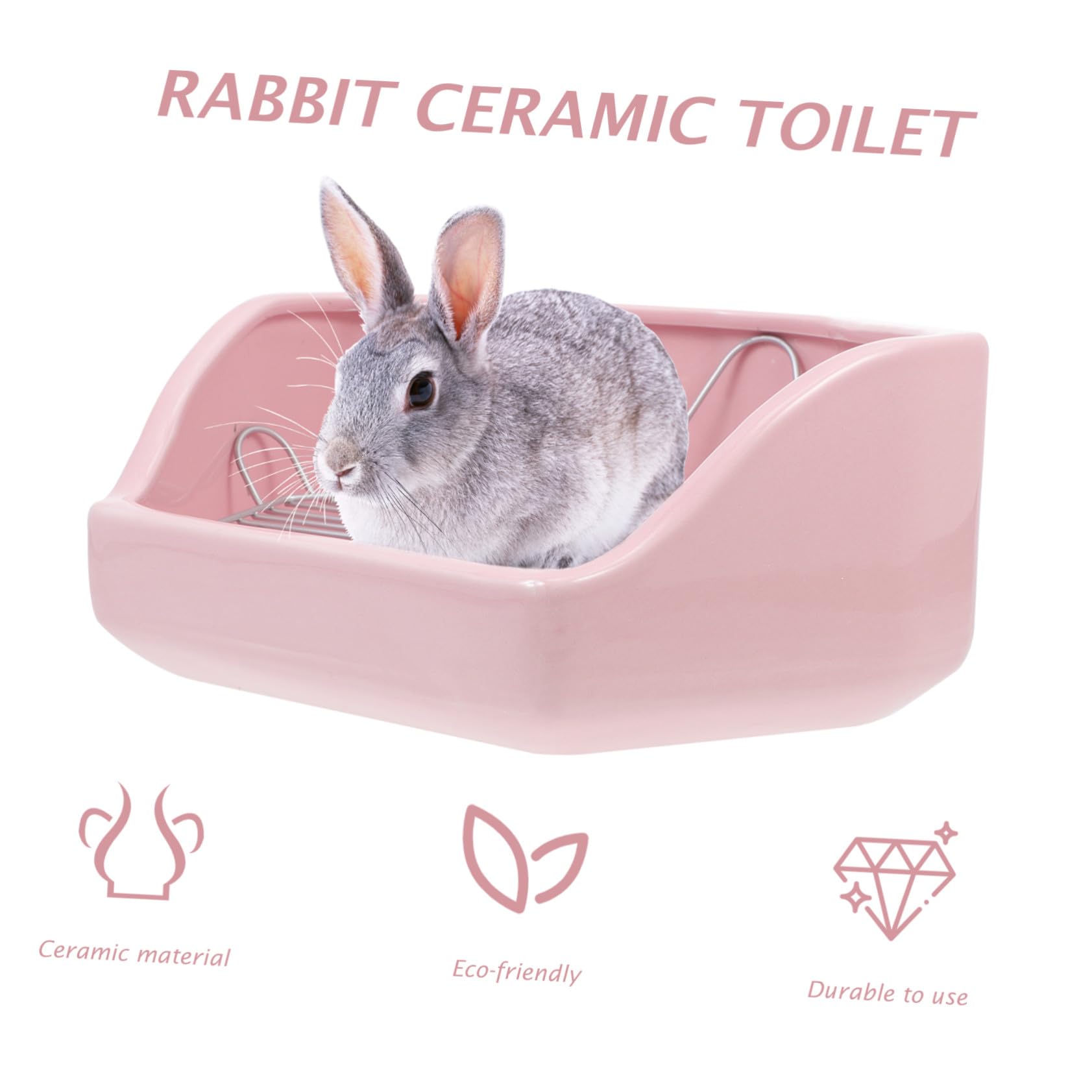 Orinal para Mascotas Antivuelco de Cerámica Extra Grande Baño Pentagonal para Conejos Cobayas y Hámsters Accesorio Higiénico para Pequeños Animales Fácil de Limpiar y Seguro