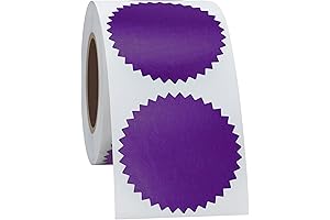 2" Bright Foil Embossing Certificate Paper Reward Stickers, Serrated Edge, Purple