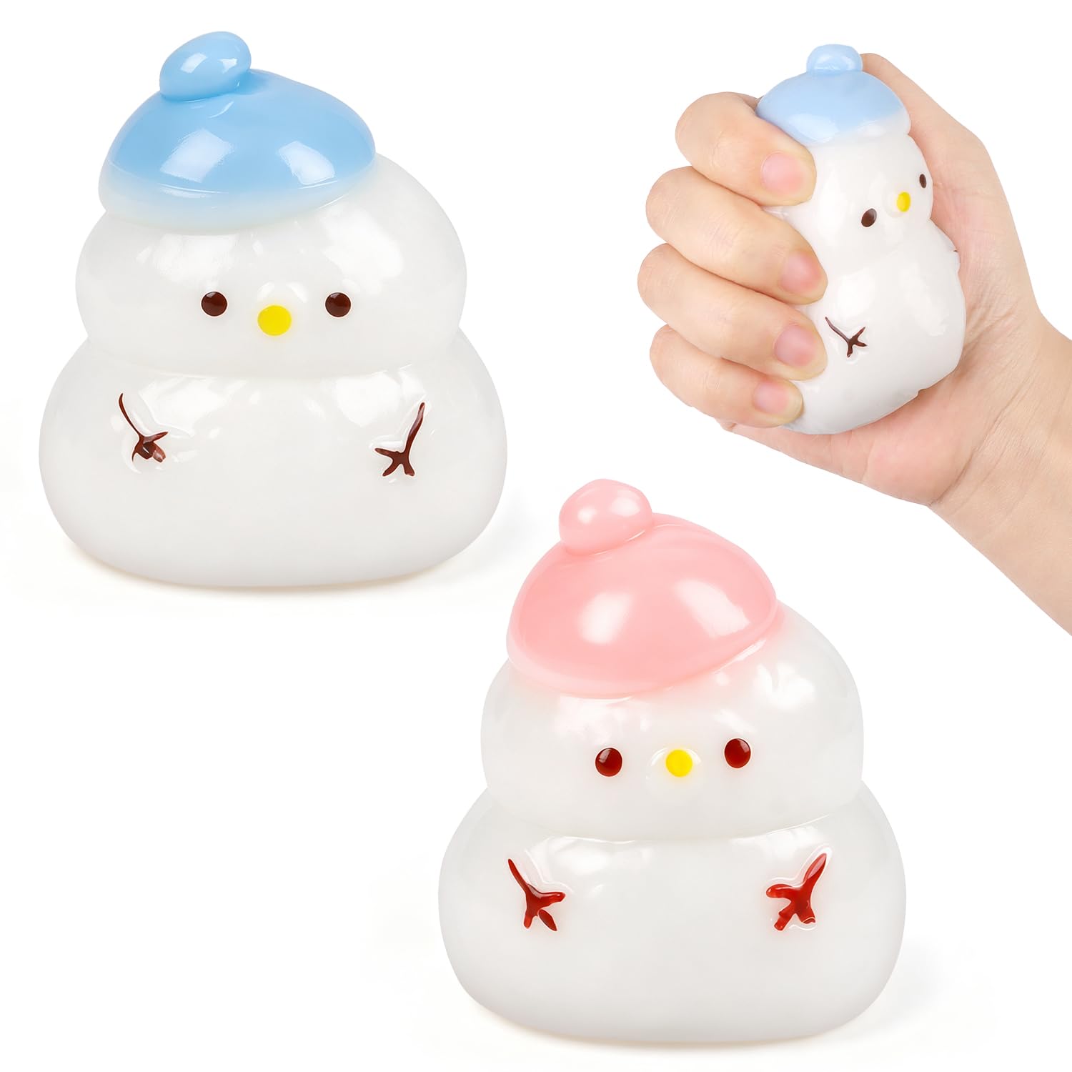 SULOLI Christmas Squeeze Toys Set, 2 Pack Xmas Cute Soft Squeeze Toys