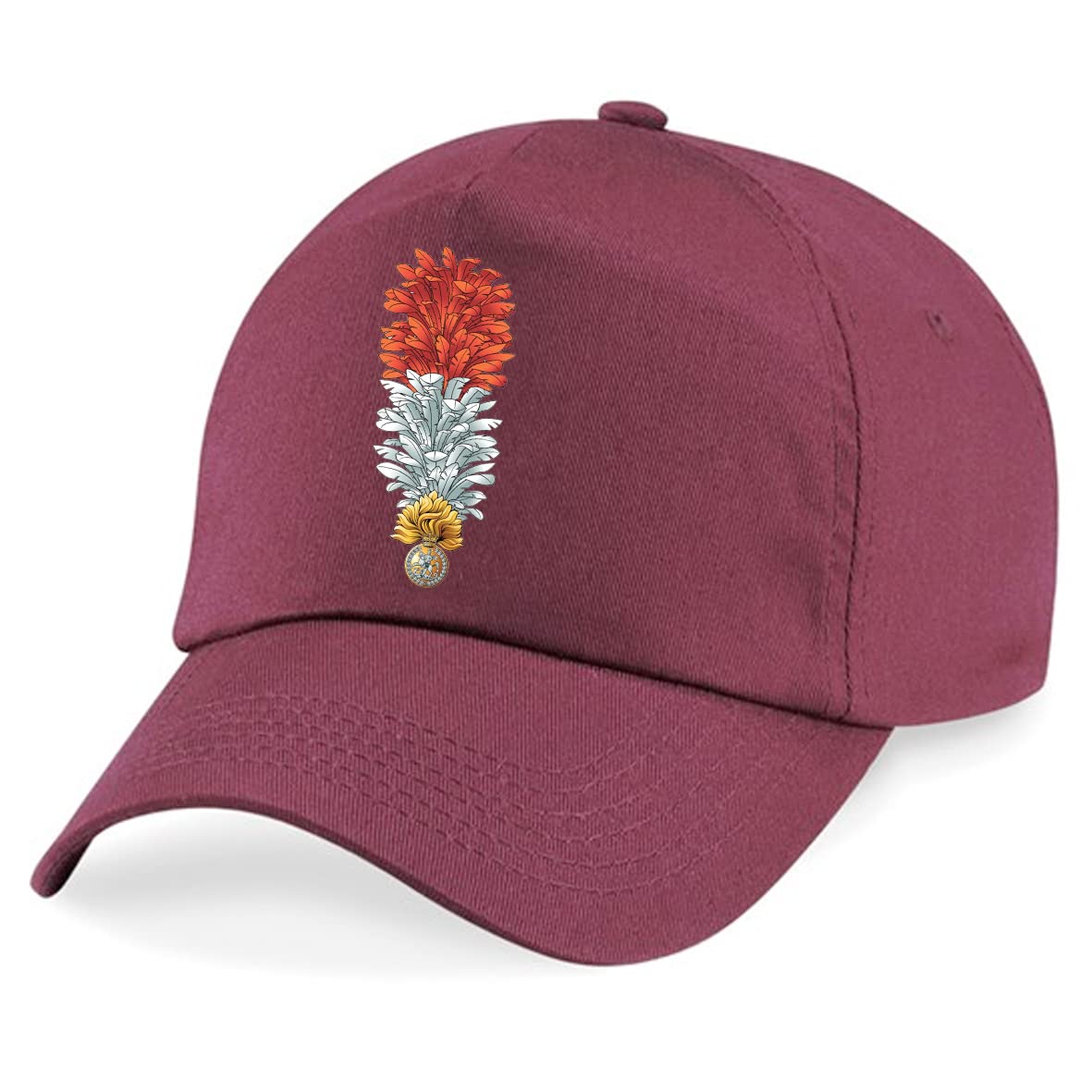 Psave Maroon Royal Regiment Of Fusiliers Feathers Embroidered Baseball Cap British Army Military Embroidery (Maroon)