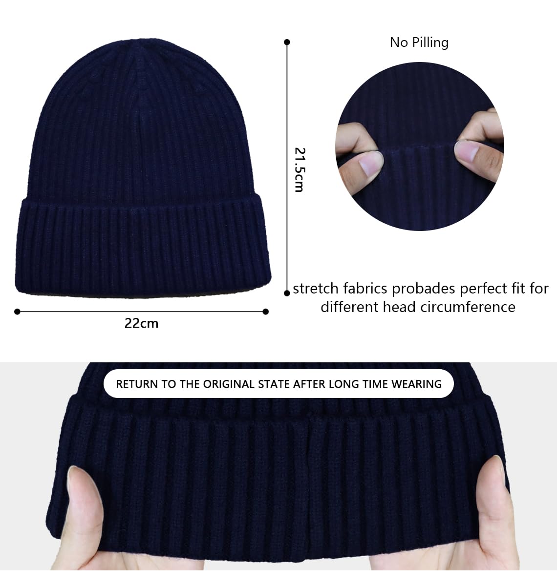 NLAND Unisex Berretto Invernale in Maglia Cappello Uomo Donne Beanie Hat Berretti Colori Solidi Taglia Unica