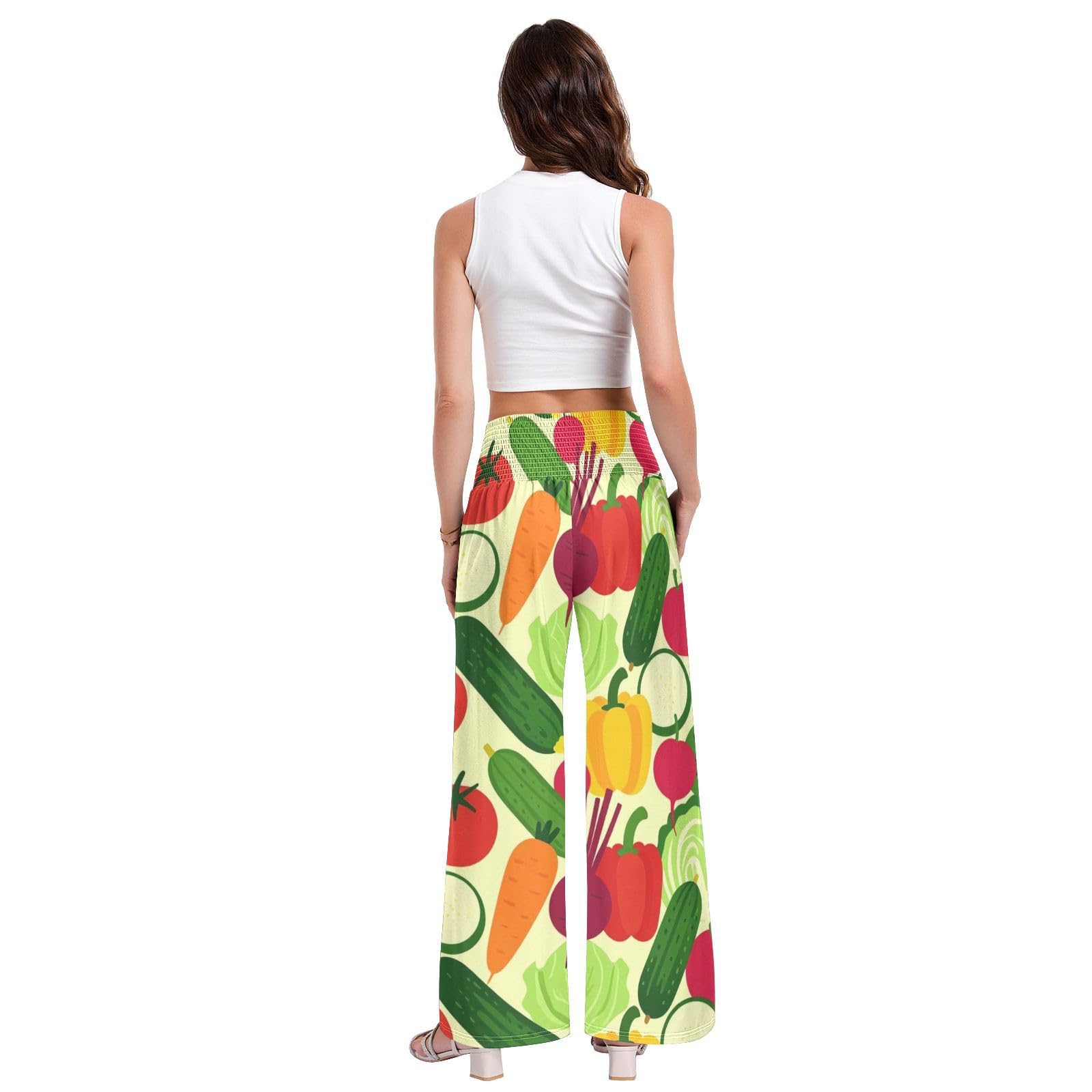 Veggie Garden damskie spodnie palazzos elastyczna talia No Dig Casual Pants
