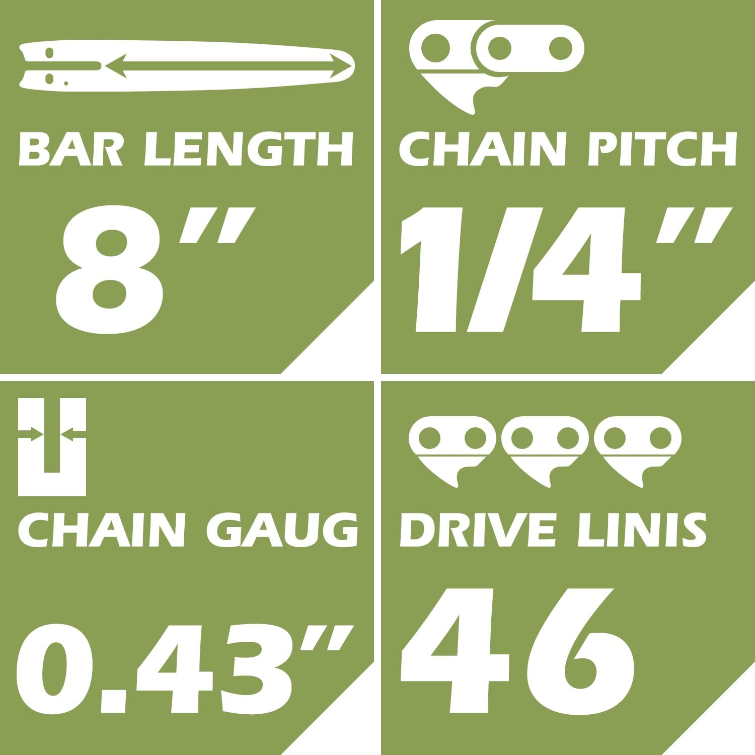 [3 Pieces] 2 Pcs 8 Inch Pole Saw/Chainsaw Chains 1/4" LP Pitch 043" Gauge 47 Drive Links and Chainsaw Guide Bar, 8 inch chainsaw replacement chain for Zeeksaw 8 inch Mini Chainsaw (2 Chain+1 bar）
