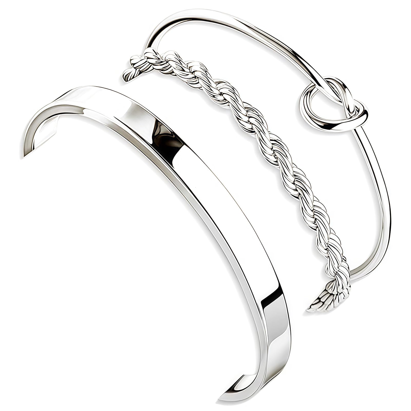 Glamoreal 925 Sterling Silber Armband Set para mujeres, 14K dorado, pulseras modernas y brazaletes, pulsera nudo de tenis ajustable y torcida, accesorios elegantes regalos de moda