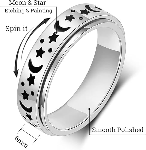 Miniatura 8 de OreilleStar Anillo de ansiedad para mujeres, anillo giratorio, anillo para ansiedad, juguetes para adultos, anillos giratorios, anillos para