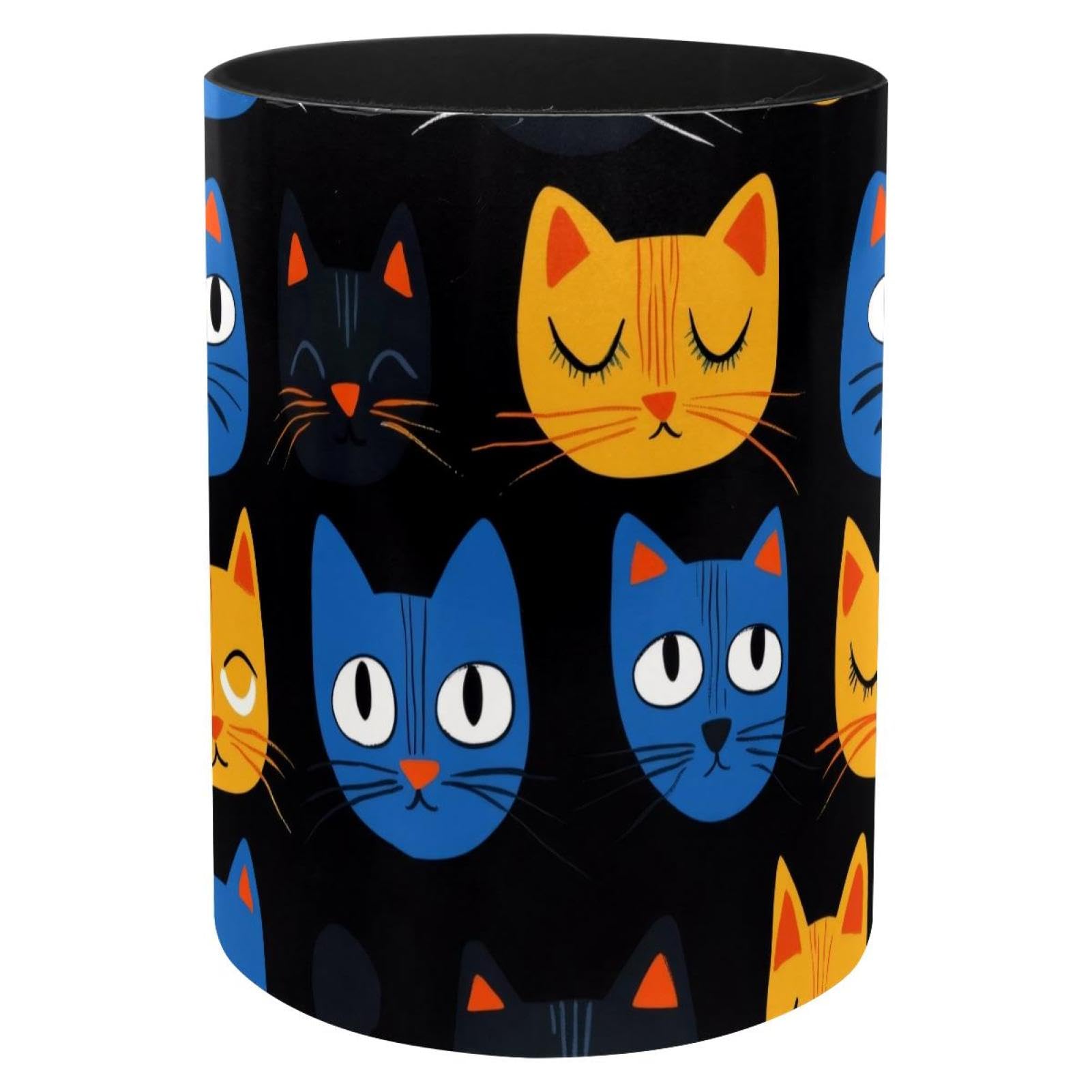 Pot à crayons en métal imprimé chats pour bureau et école
