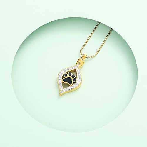 Miniatura 6 de Joyería de cremación para cenizas, collar de urna de corazón con pata de perro o gato, joyería conmemorativa de urna de acero inoxidable para regalo