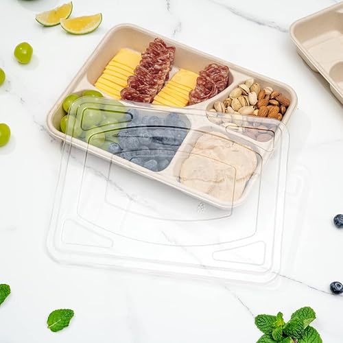 Miniatura 9 de Restaurantware Solo tapas: tapas pulp tek para bandejas To Go 100 tapas desechables para llevar contenedores - Hecho de fibras de caña de azúcar,