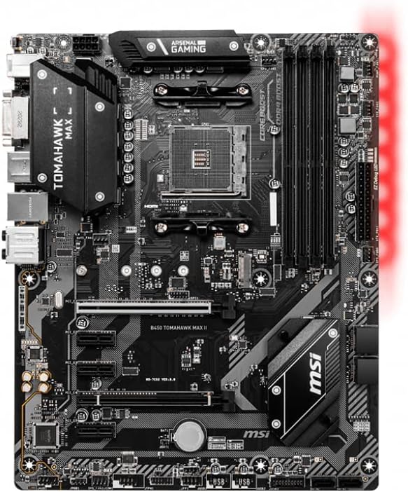 Top-down view of the MSI B450 TOMAHAWK MAX II Motherboard
