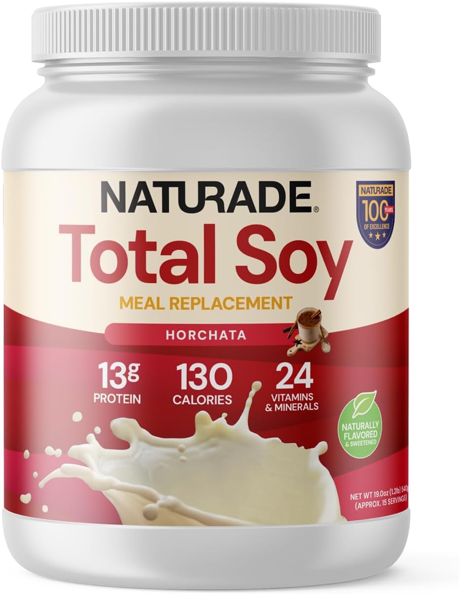 Naturade Total Soy Protein Powder | 20g Complete Soy Protein, Low Carb, Low Sugar | Meal Replacement Shake Mix | Lactose & Gluten Free | Horchata (15 Servings)