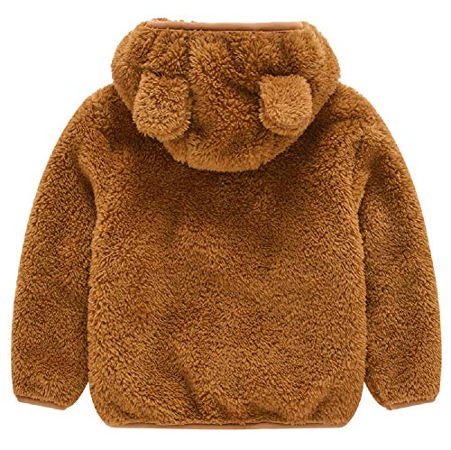 Image of Toddler Girls Boys Fleece Hoody Jacket Zip Up Teddy Coat Warm Winter Outwear
