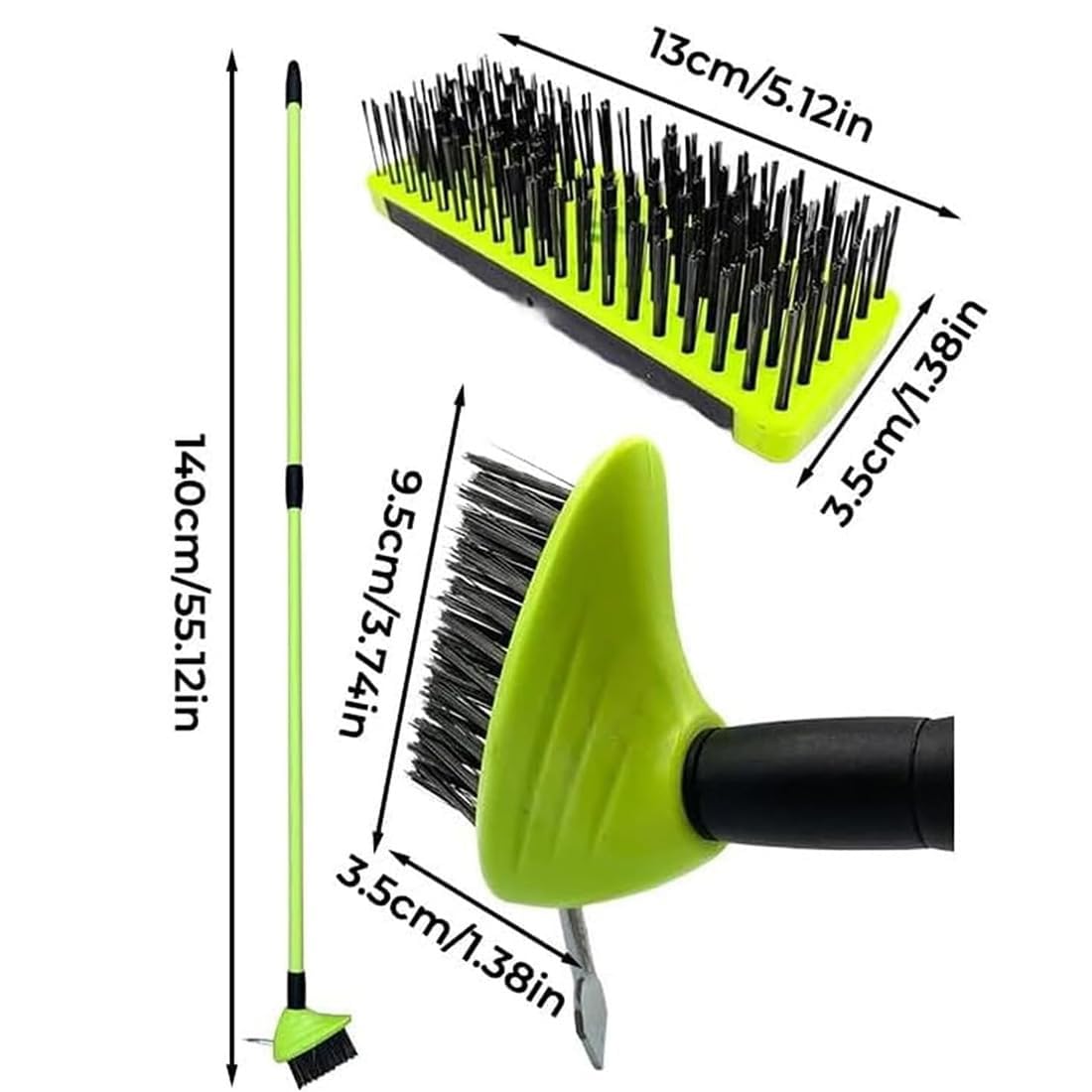 Set Combinado versátil de Cepillo para Malas Hierbas 3 en 1: Cepillo para Limpiar Juntas y Gancho metálico; Herramienta para Eliminar Malas Hierbas y Fregar hormigón en Patios, adoquines (2PCS,1)