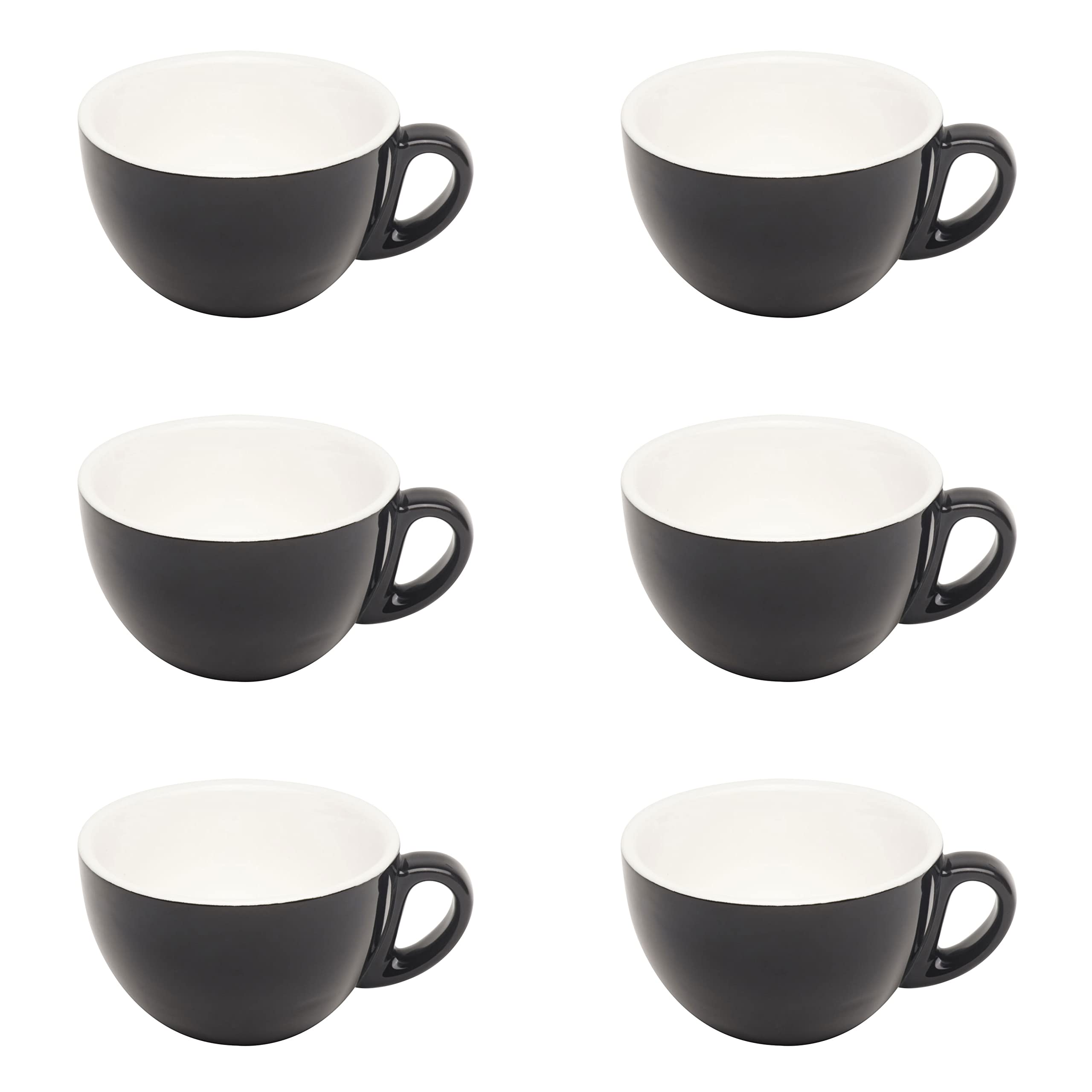 Gastro Spirit - 6er Cappuccino-Tassen Set - Schwarz, 200 ml, Porzellan, dickwandig, spülmaschinenfest, italienisches Design - 6-teiliges Kaffee-Tassen Set