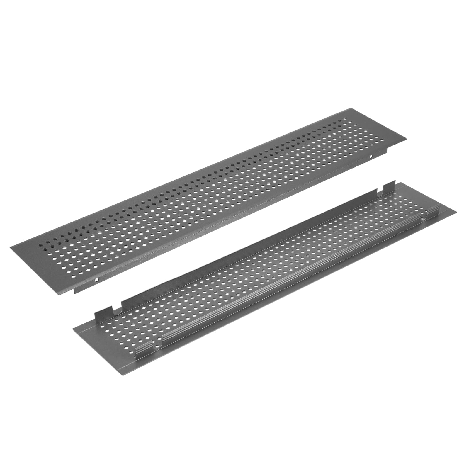 sourcing map Door Air Vent Cover,16 x 3 Inch (L x W) Cabinet Vent Two Sided Door Grille Heavy Duty Rust-Proof for Floor Cabinet Bathroom Kitchen, Grey (Openings 14.3 x 2.5 Inch)
