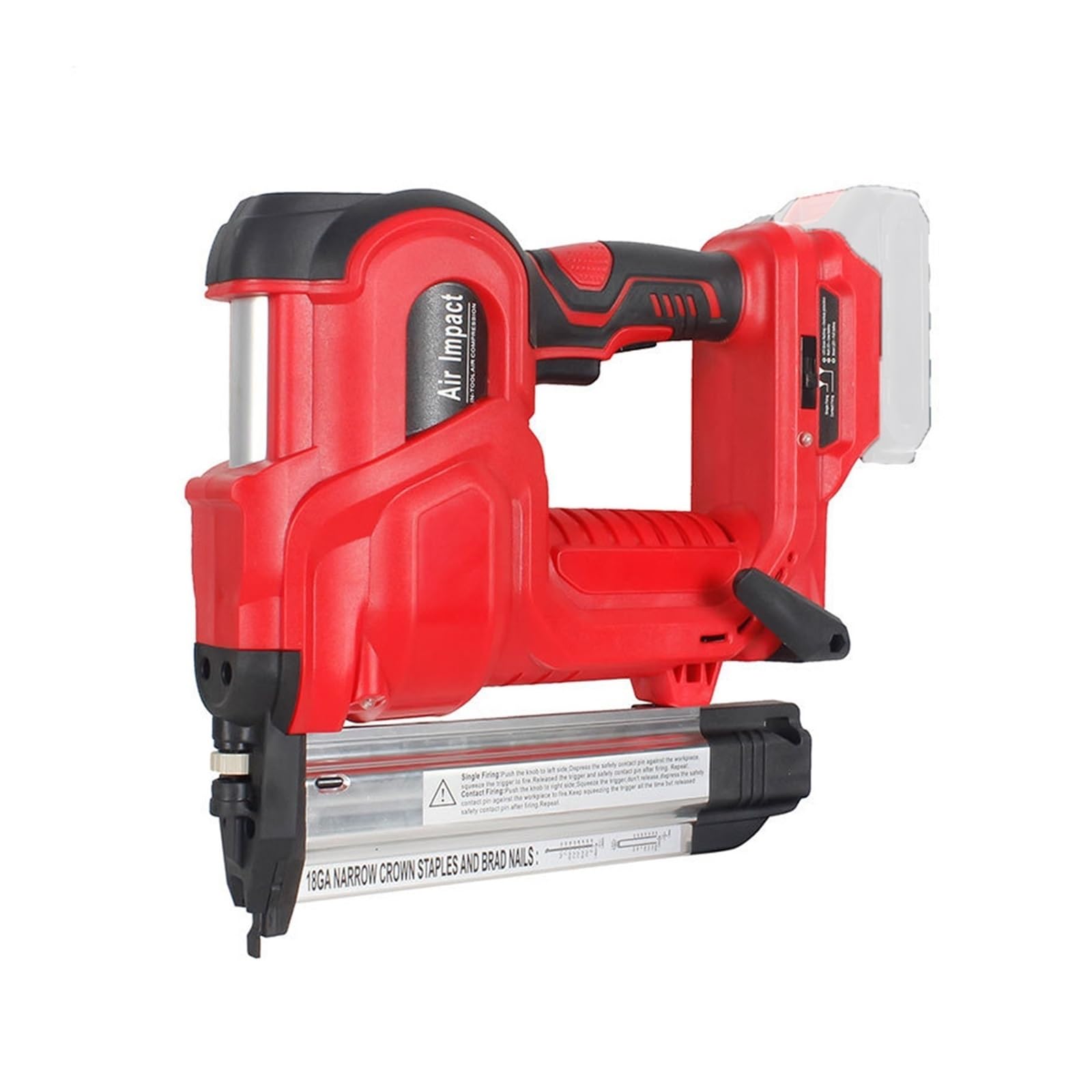 Elektryczny pistolet do gwoździ akumulatorowy prosty zszywacz elektryczny z gwoździami 32 mm 50 kompatybilny akumulatorem do użytku DIY(Red)