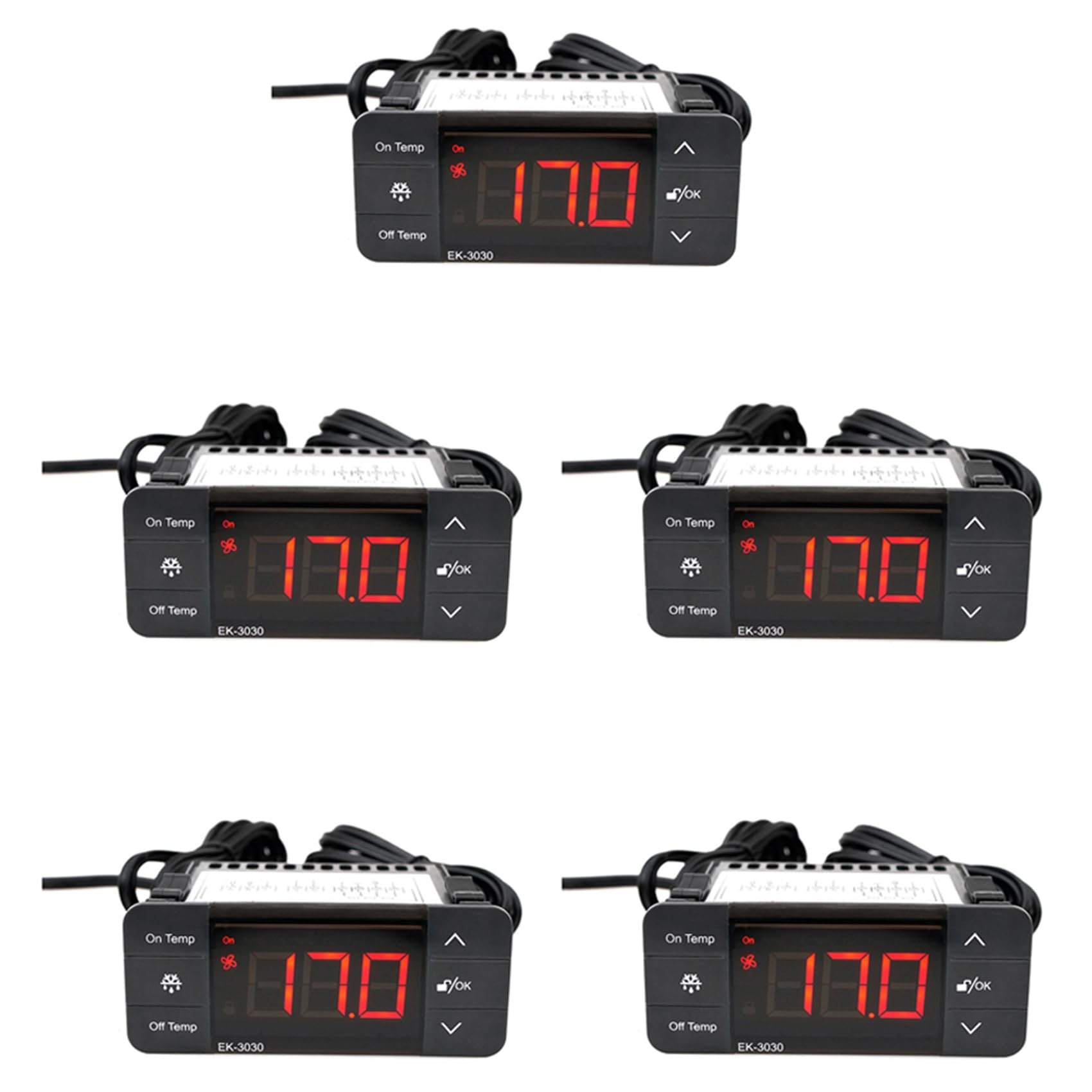 Jnchdghwa Black 5X Ek-3030 Digital Temperature Controller 220V Thermostat Sensor Refrigeration Defrost Thermostat