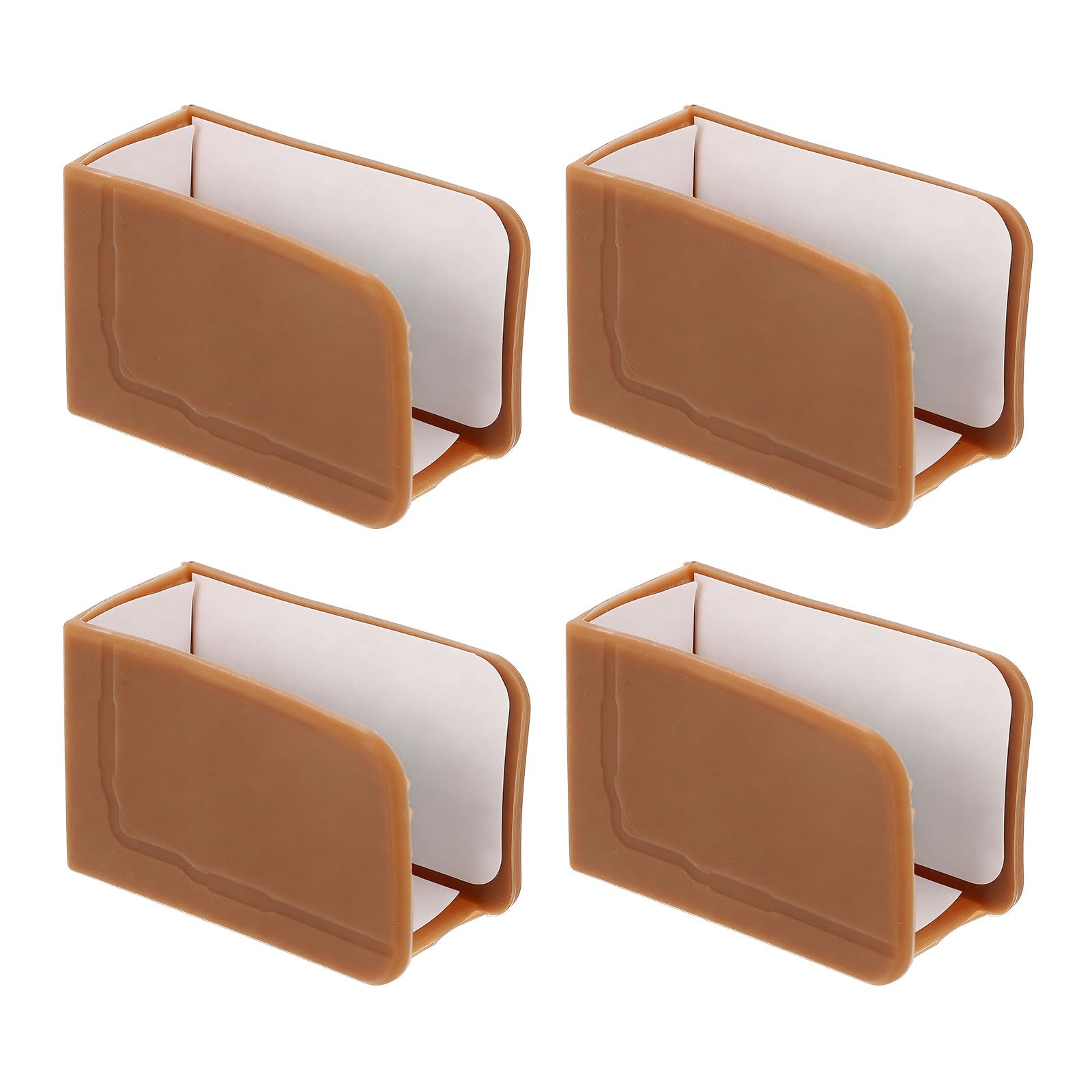sourcing map 4Pcs Silicone Corner Protectors Proofing for Cabinets and Drawers Handles, G Shape Safety Bumpers Guards for Wardrobe, Table, Furniture, Brown