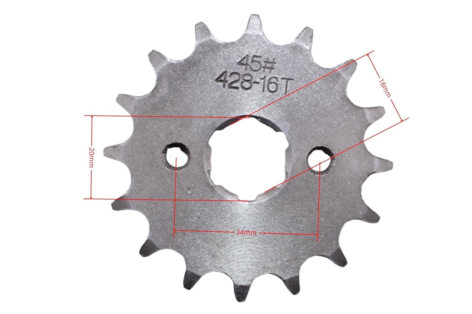 Trkimal Pignon avant de moto pour 50 cc, 70 cc, 90 cc, 110 cc, 125 cc, 140 cc, 160 cc, Dirt Pit Bike TaoTao Roketa Coolster Sunl Lifan Loncin ATV Quad 4 roues (20 mm, 428-16T)