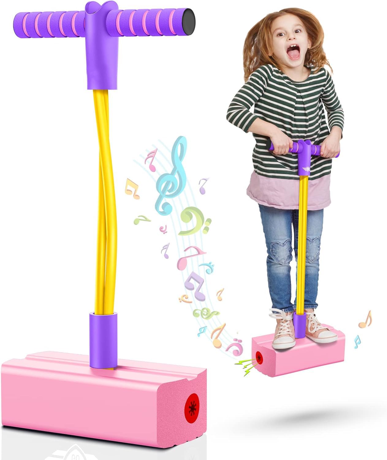 TOYSNAP Kids Pogo Jumper Fun and Safe Pogo Stick for Toddlers, Durable Foam Bungee Jumping Stick Makes Squeaky Sounds Improves Balance, Bouncing Toy for Ages 3 and up Holds up to 250lbs - Multicolor (B0DGDFMWJF) Amazon Price History, Amazon Price Tracker