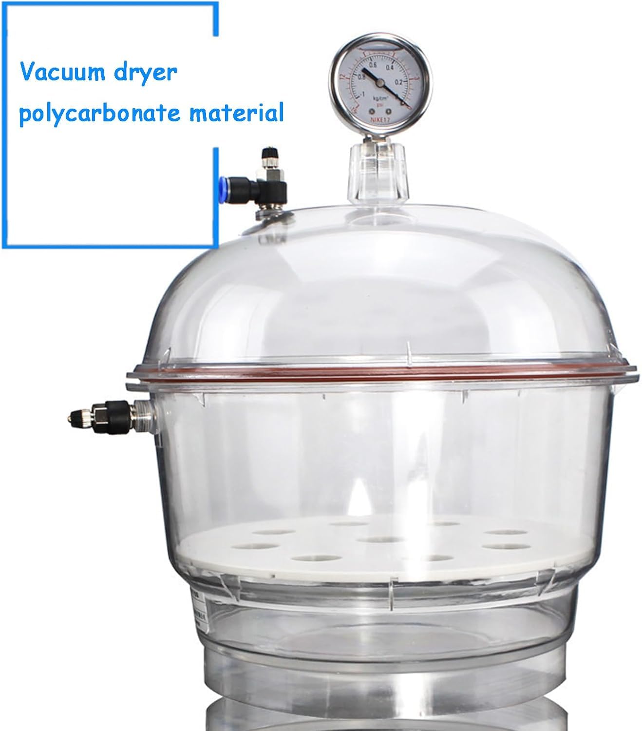 Labor-Vakuum-Exsikkator, 250 Mm Labor-Trockenglas, Durchsichtige Acryl-Vakuumkammer Mit Manometer Und Doppelventil, Durchsichtiges, Versiegeltes Glas Aus Polycarbonat-Kunststoff, Für Vakuumtrocknung