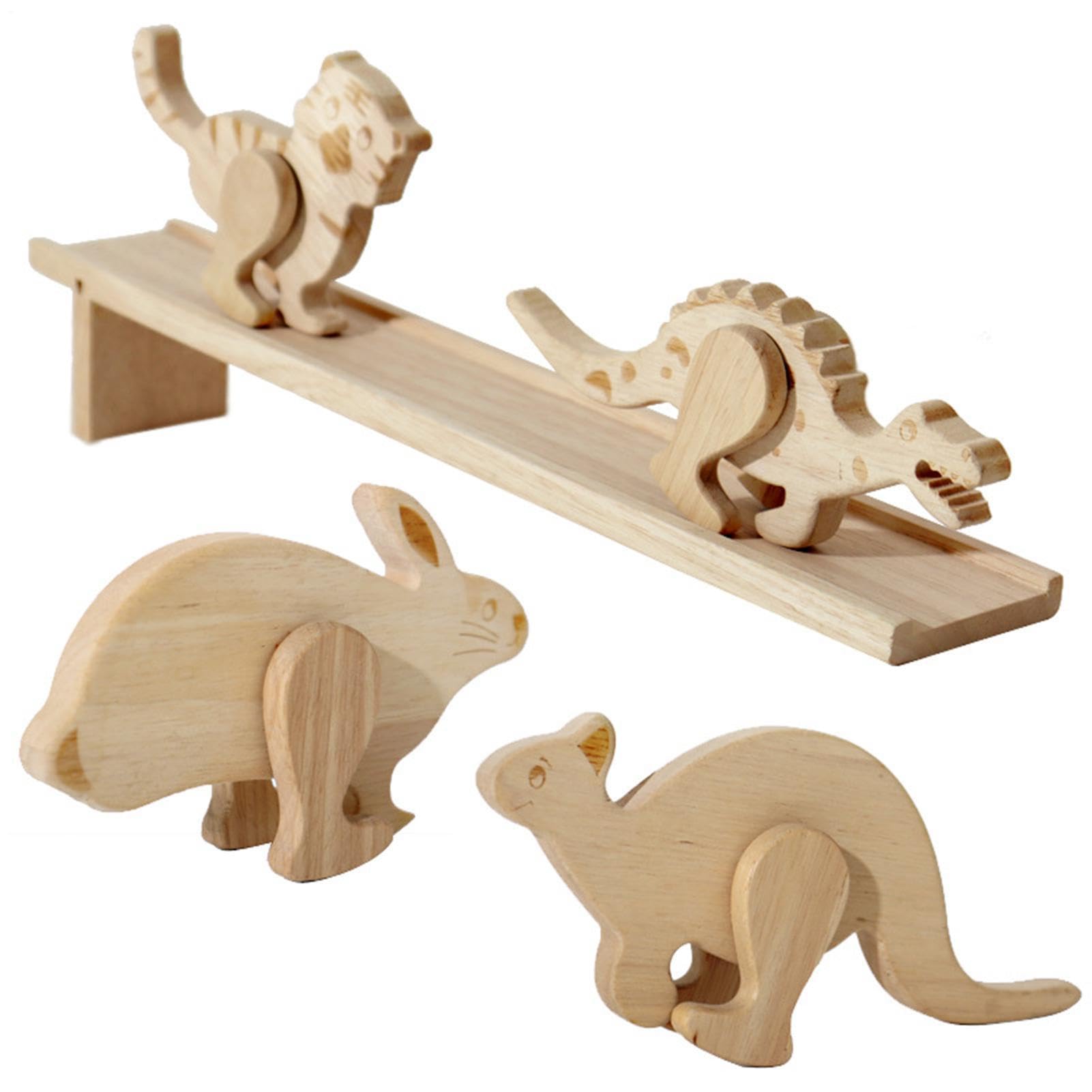 Ramp Inertia Animals - 39x6x1.1cm Set Of 5 Inertia Walking Downhill Wooden Animals | Cultivate Observation Concentration Blocks Toys | For Children Over Three Years Old Early Education Fine Motor Ski