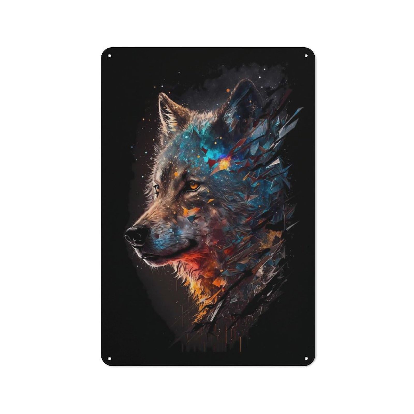 Wolf Workshop Style Metal Wall Decor 30x20cm, Decorative Metal Plaque for Garage, Hobby Room, Office Or Man Cave