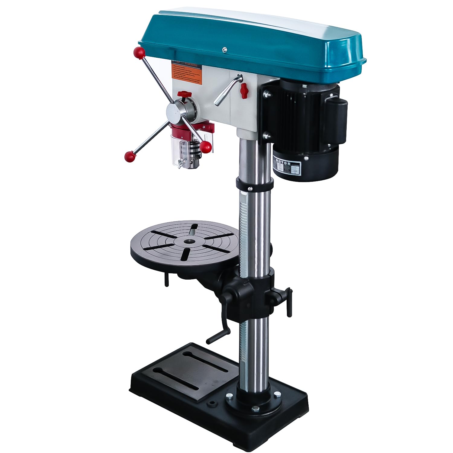 KATSU Tools Prensa de taladro de pilar de banco resistente de 550 W + portabrocas de 16 mm + interruptor electrónico de velocidad variable de 16 velocidades + profundidad máxima de perforación de 80
