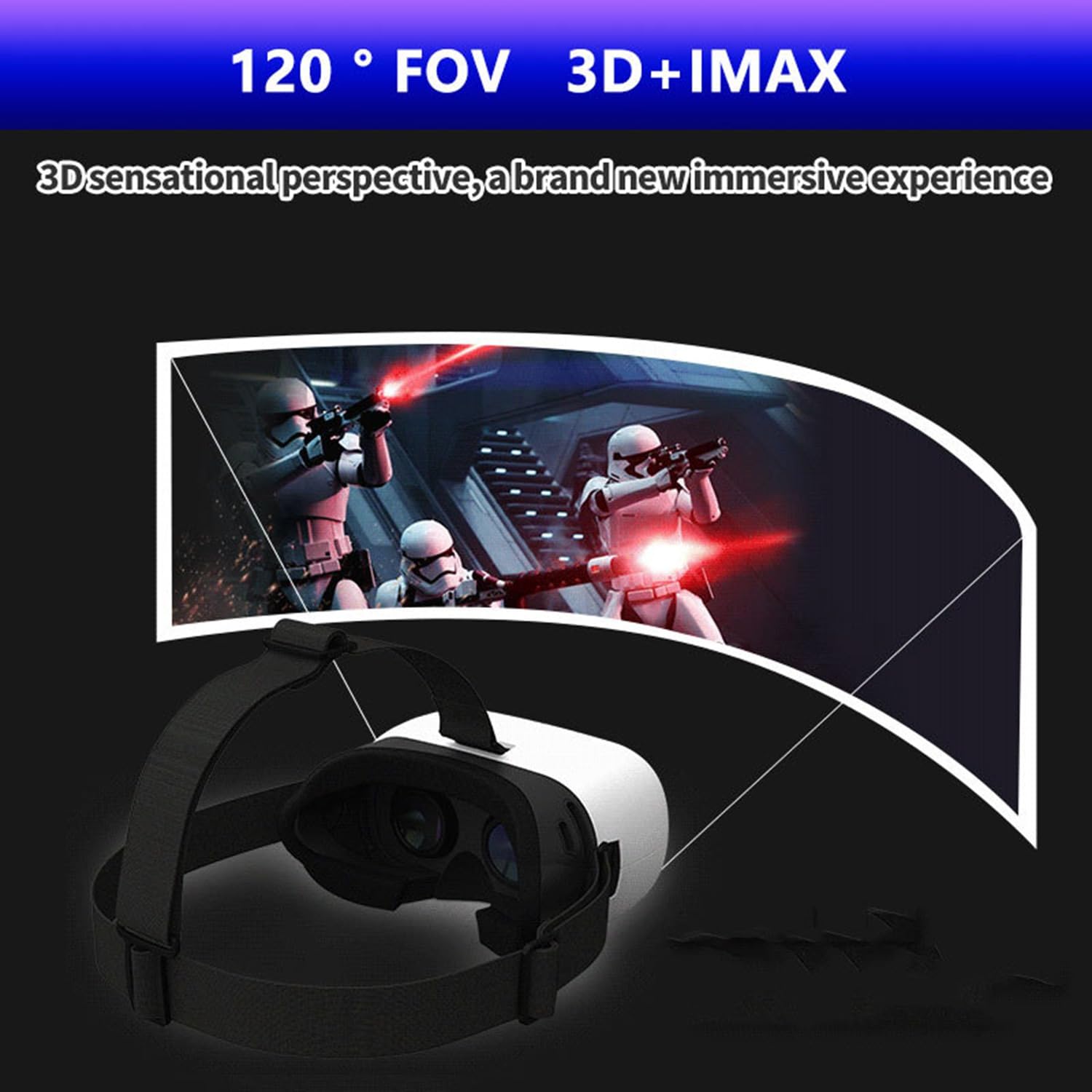 Cuffie per realtà virtuale per bambini e adulti, occhiali universali 3D VR per giocare a film 3D, compatibili con smartphone iOS e Android da 5-7 pollici, bianco
