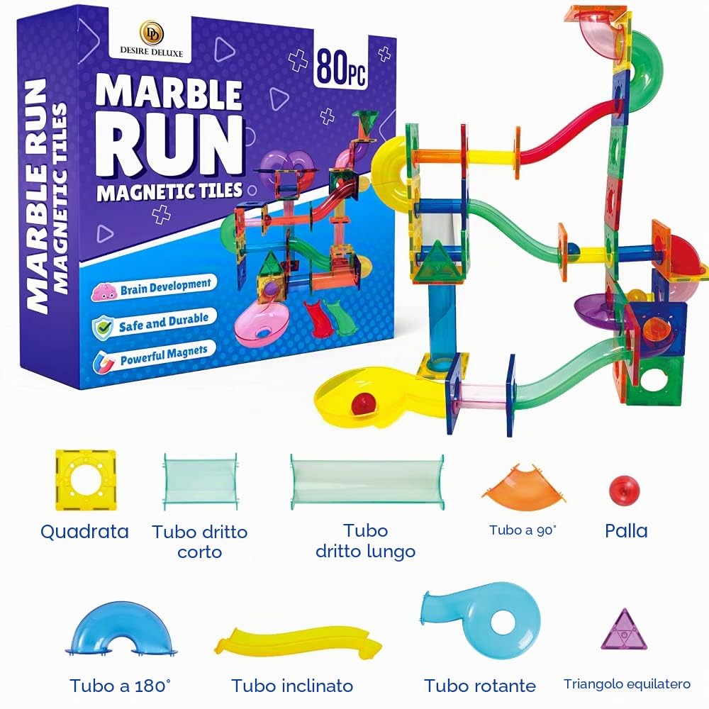 Desire Deluxe Set tessere magnetiche - Gioco Educativo per bambini e bambine - Pallone da corsa- Età 3 4 5 6 7 anni - Impara con le costruzioni
