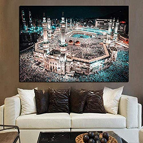 IUWAN Islamische Pilger Puzzle Spielzeug 1000 Stück Nachtansicht Erwachsene Mekka Heilige Moschee Papier Puzzle Kinderspielzeug 38x26CM Cover