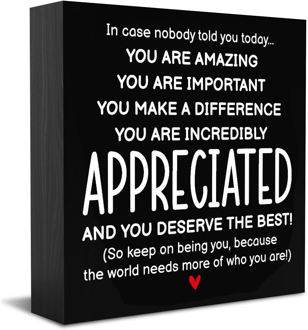 Inspirational Box Sign 7x7 Inch Black White Appreciation Desk Decor