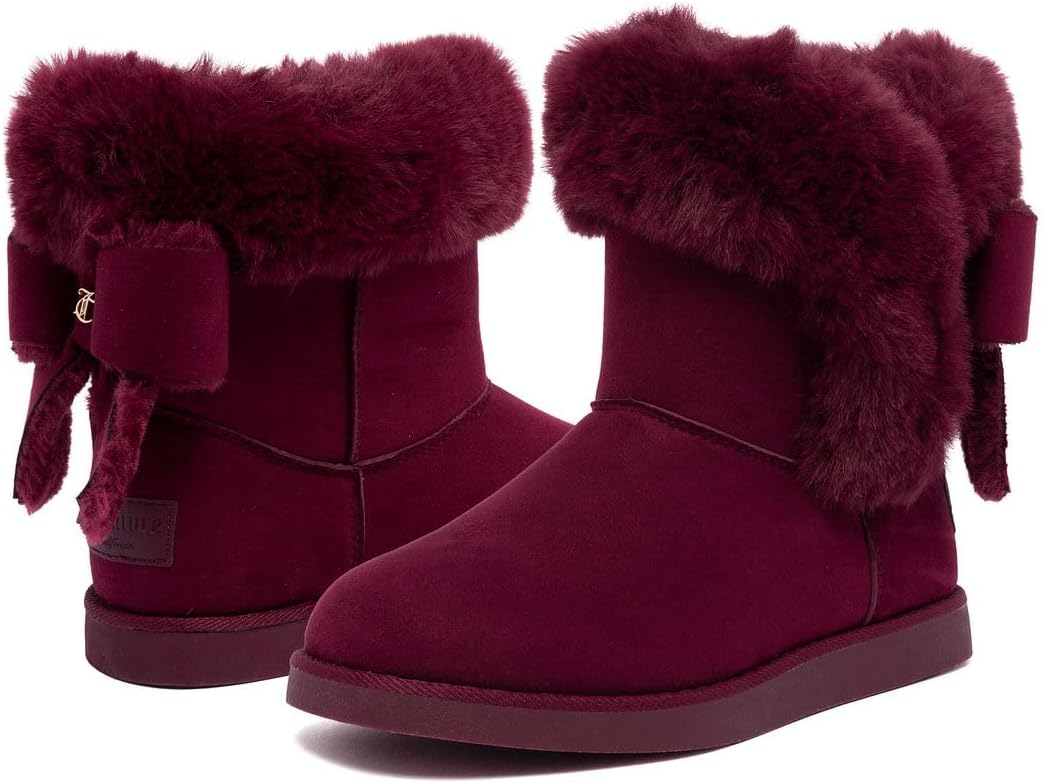 Juicy Couture Women's Slip On Winter Snow Boots Warm & Insulated Fur Lining Comfortable Fashion Booties