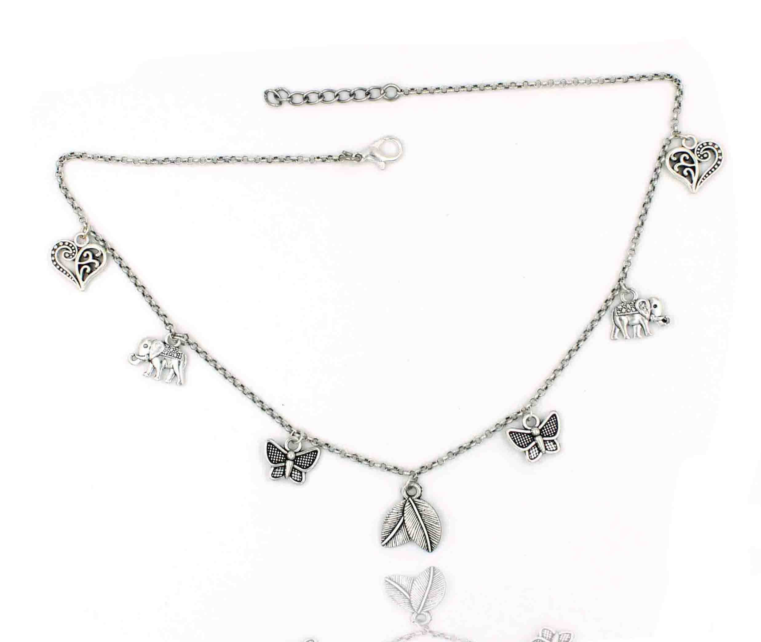 Oxidised chain with Diferent ston modern style Choker Necklace-image-14